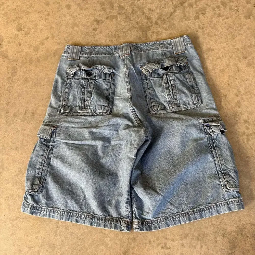Lee Dungarees Vintage Denim Cargo Shorts Light Wash Size 34